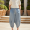 Pantalon En Lin Bleu Ample Décontracté Enfant