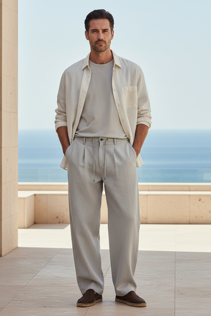 Pantalon Lin Pince - Gris