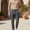 Pantalon En Lin Gris Chiné Coupe Slim Homme