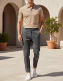 Pantalon En Lin Gris Chiné Coupe Slim Homme