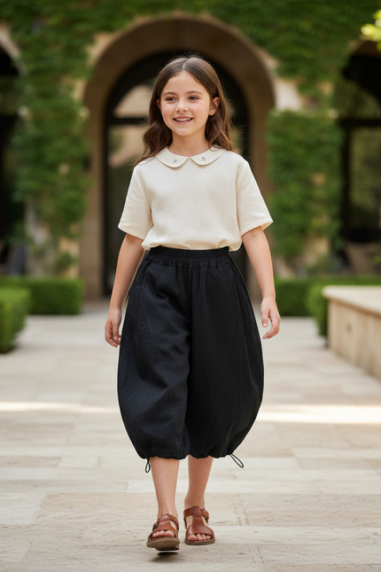 Pantalon Barrel Lin - Noir