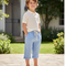 Pantalon En Lin Bleu Ciel Ample Décontracté Cordon Enfant