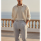Pantalon En Lin Gris Plissé Droit Élégant Homme