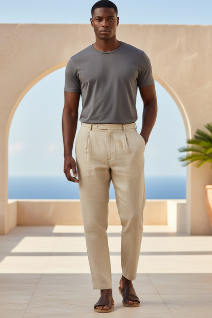 Pantalon En Lin Deba - Beige