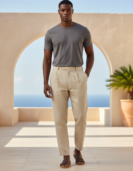 Pantalon En Lin Deba - Beige