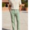 Pantalon En Lin Vert Menthe Droit Homme Décontracté