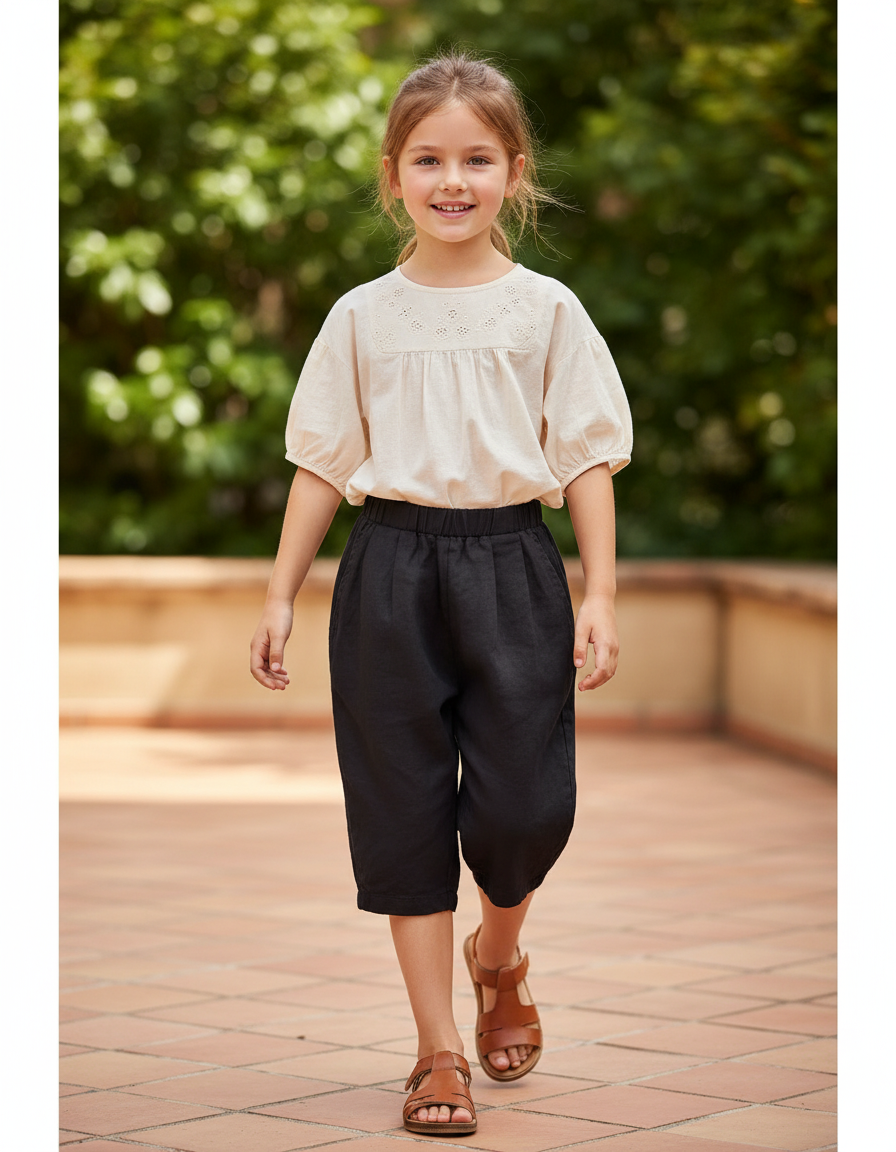 Pantalon En Lin Petite Taille - Noir