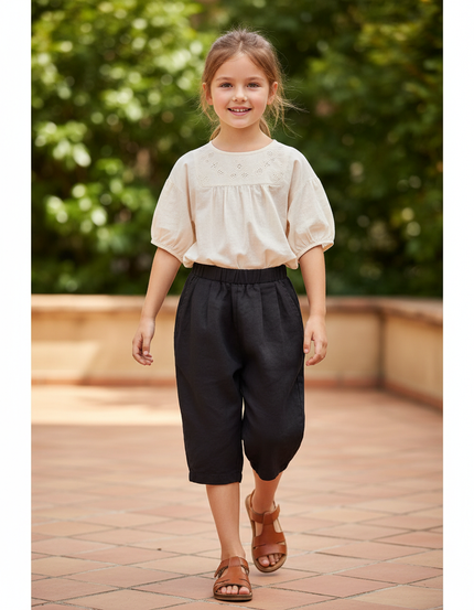 Pantalon En Lin Petite Taille - Noir