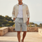 Pantalon En Lin Gris Clair Cordon Décontracté Homme