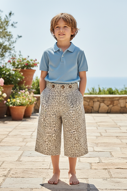 Pantalon En Lin Ample Imprimé Floral Enfant Décontracté