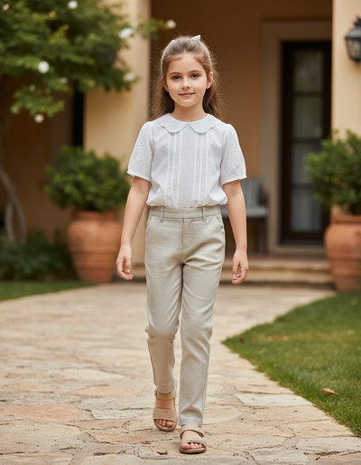 Pantalon En Lin Beige