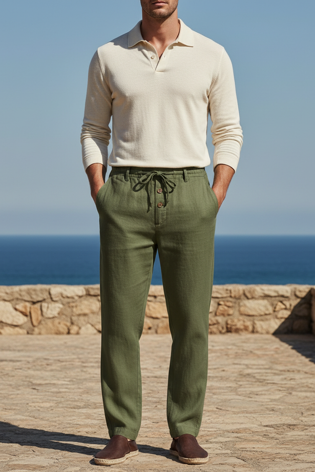 Pantalon Lin Vert