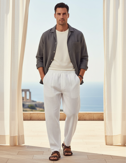 Pantalon Lin Droit - Blanc