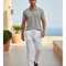 Pantalon En Lin Homme Blanc Ample Décontracté Léger