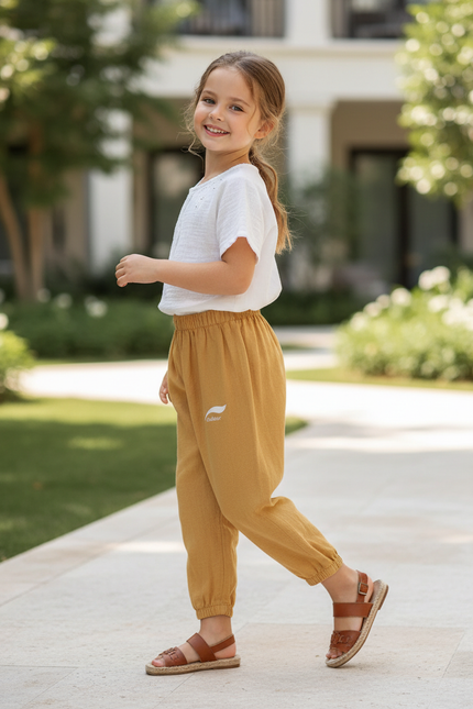 Pantalon Lin Petite - Camel