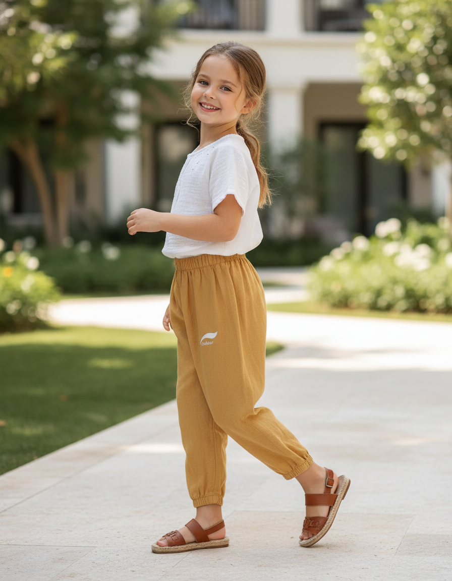 Pantalon Lin Petite - Camel