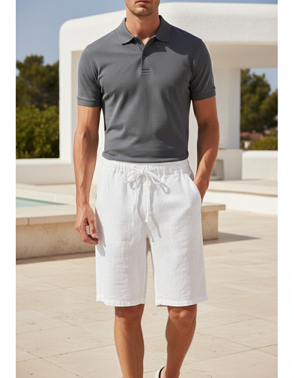 Pantalon En Lin Blanc Cordon Décontracté Homme Respirant