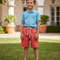Pantalon En Lin Enfant Corail Ample Cordon Décontracté - Orange