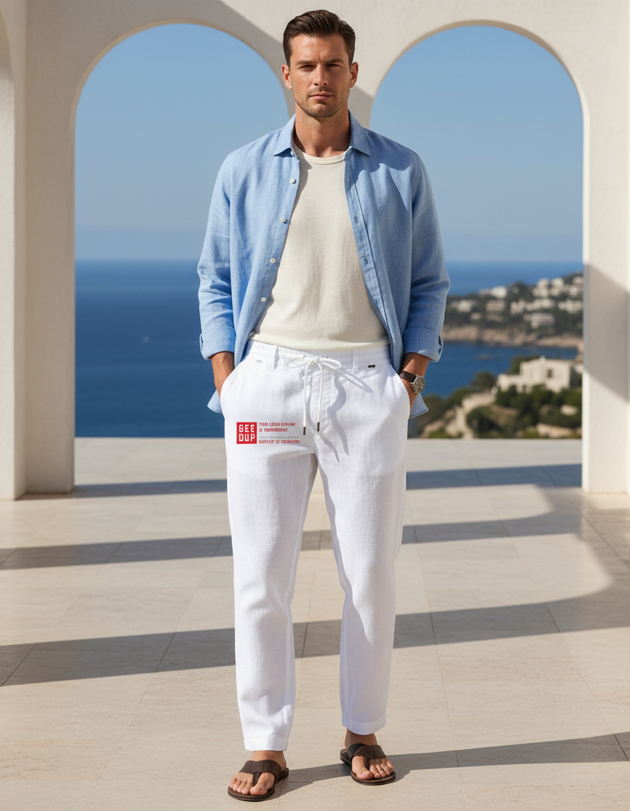 Pantalon Léger En Lin - Blanc