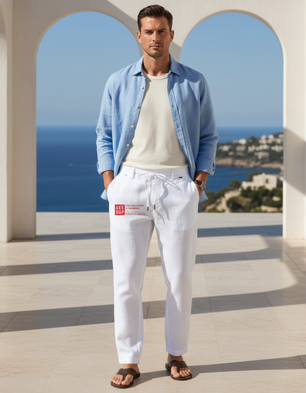 Pantalon Léger En Lin - Blanc