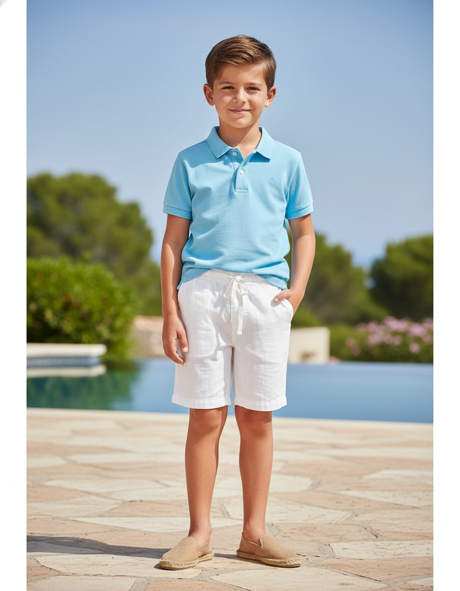 Pantalon En Lin Blanc Décontracté Cordon Enfant