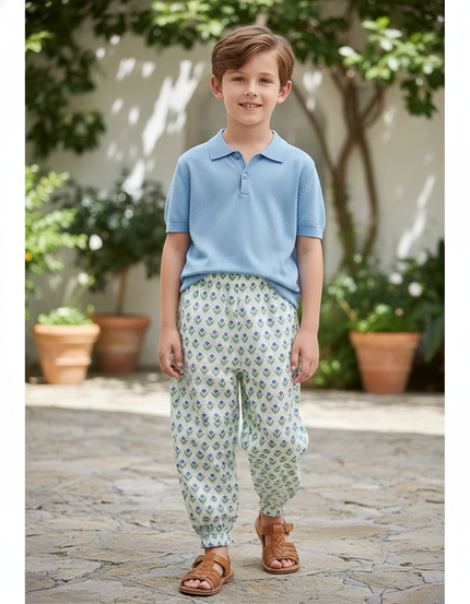 Pantalon En Lin Imprimé Floral Ample Élastique Enfant