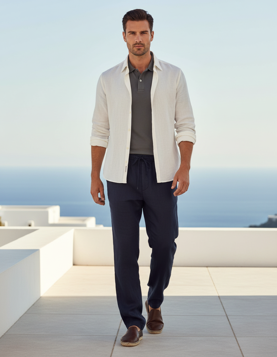 Pantalon Lin Marine
