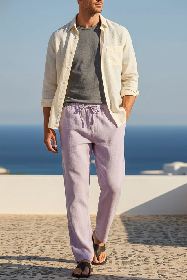 Pantalon Coton Lin - Violet