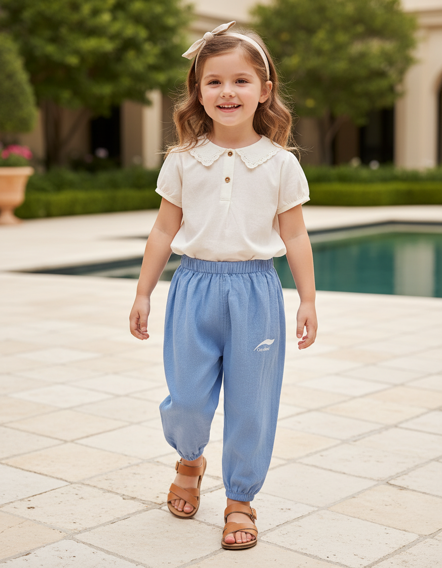 Pantalon En Lin Pour Bébé - Bleu