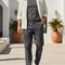 Pantalon En Lin Homme Gris Anthracite Coupe Droite Décontracté