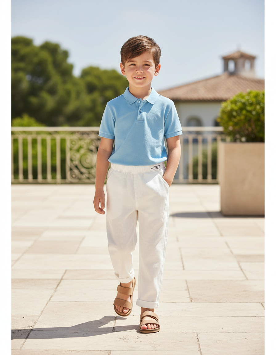 Pantalon En Lin Blanc Cassé Garçon Décontracté Simple