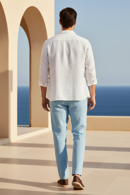 Pantalon Lin Bleu Ciel - vue 2