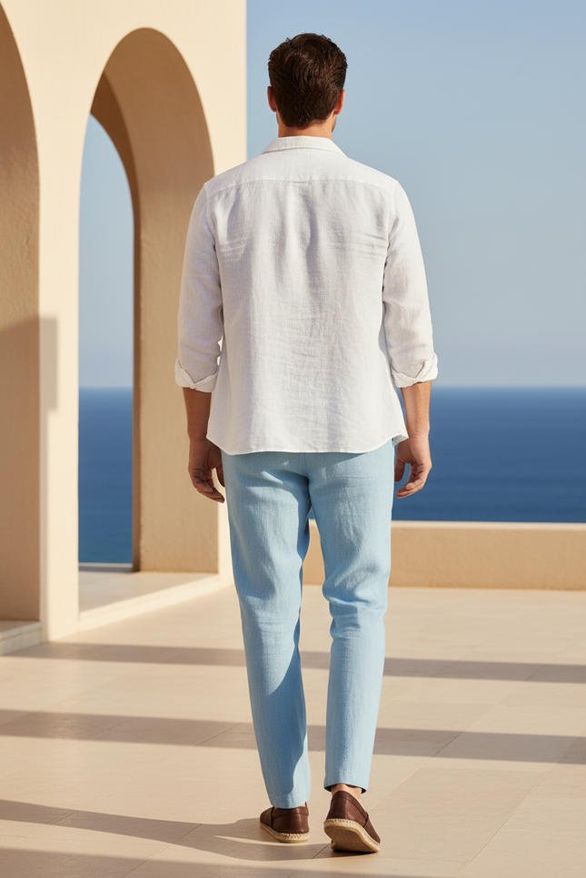Pantalon Lin Bleu Ciel - vue 2