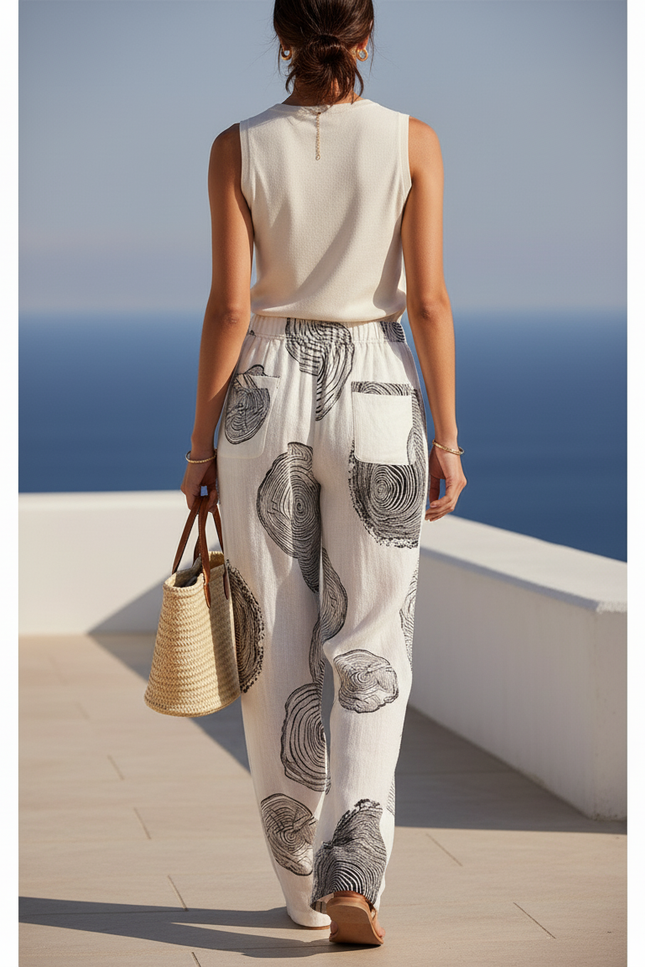 Pantalon Lin Motif - Imprimé - vue 2
