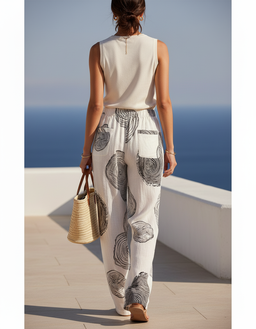 Pantalon Lin Motif - Imprimé - vue 2