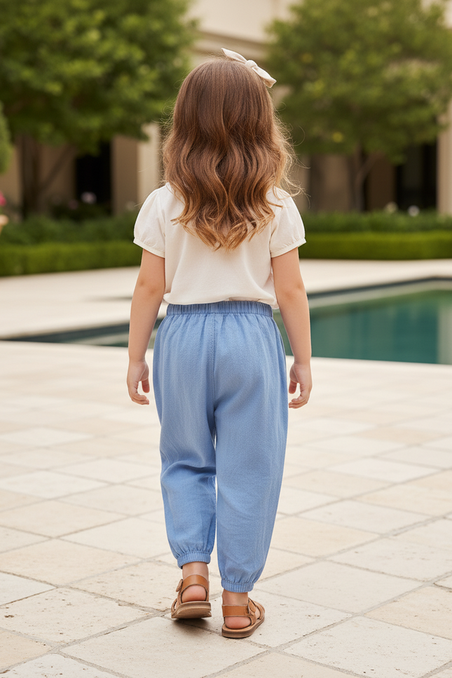 Pantalon En Lin Pour Bébé - Bleu - vue 2