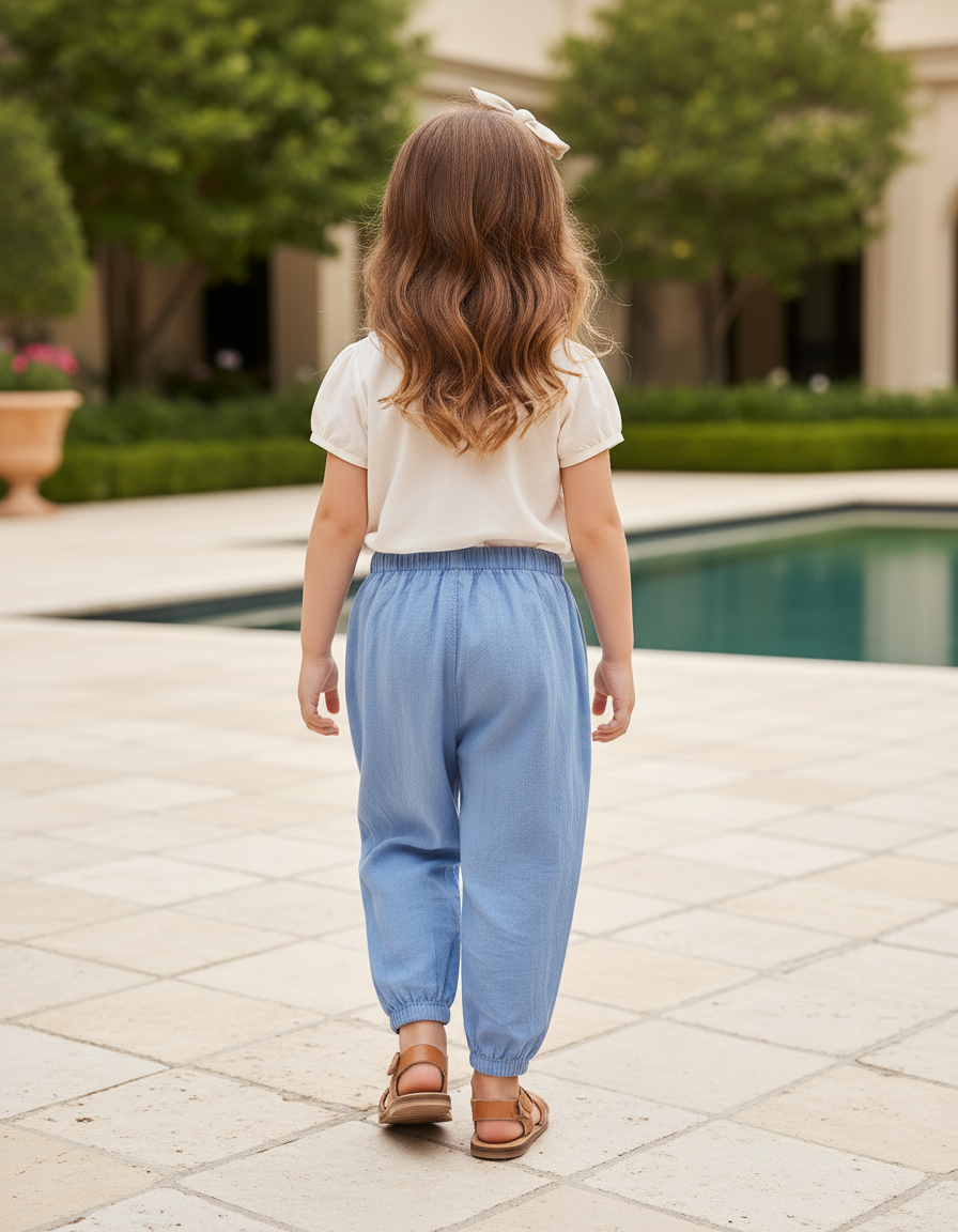 Pantalon En Lin Pour Bébé - Bleu - vue 2