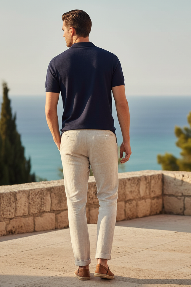 Pantalon Lin Slim - Beige - vue 2