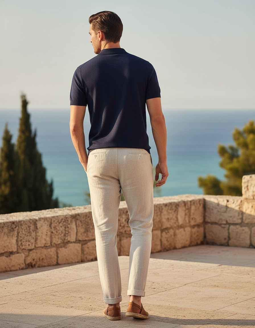 Pantalon Lin Slim - Beige - vue 2