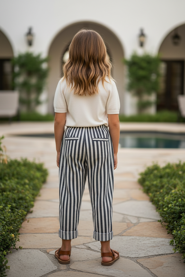 Pantalon Lin Rayures - Imprimé - vue 2