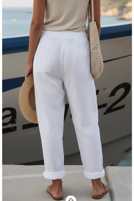 Pantalon Leger Lin - Blanc - vue 2