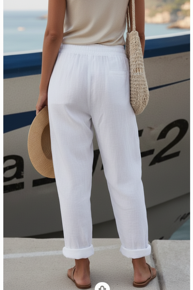 Pantalon Leger Lin - Blanc - vue 2