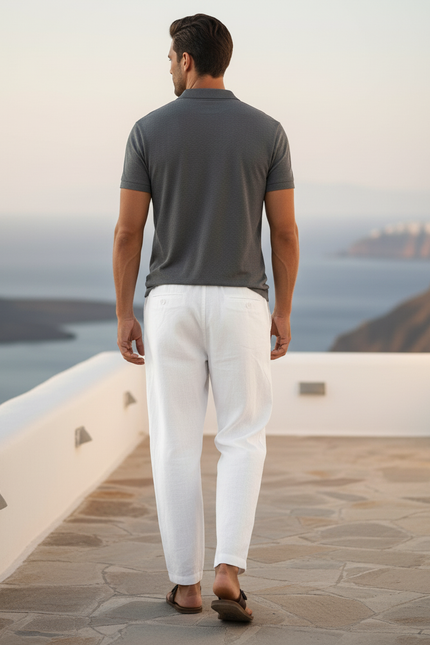 Pantalon Large Lin - Blanc - vue 2
