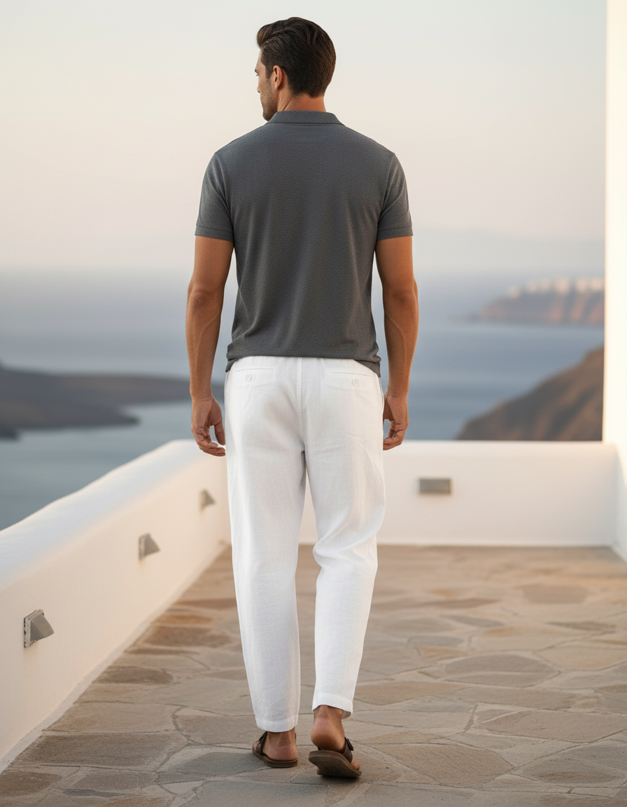 Pantalon Large Lin - Blanc - vue 2