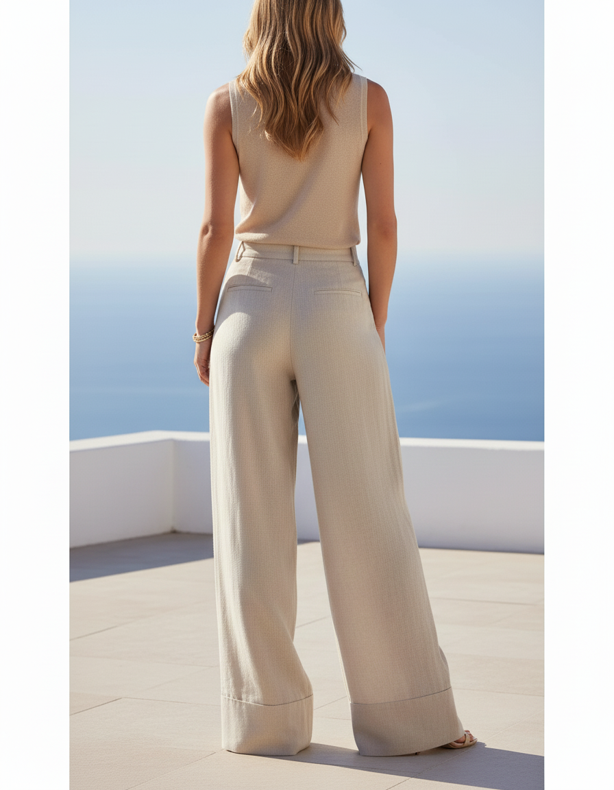 Ensemble Gilet Pantalon Lin - Beige - vue 2
