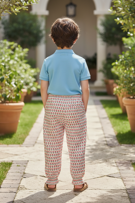 Pantalon En Lin Imprimé Floral Ample Enfant Élastique - vue 2