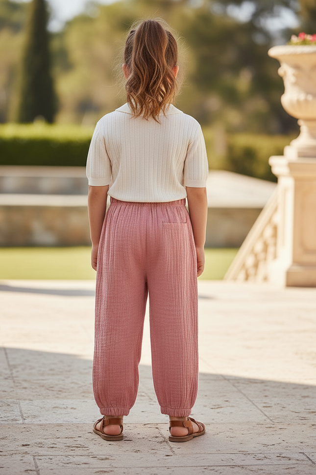Pantalon En Lin Rose Gaze Ample Enfant - vue 2