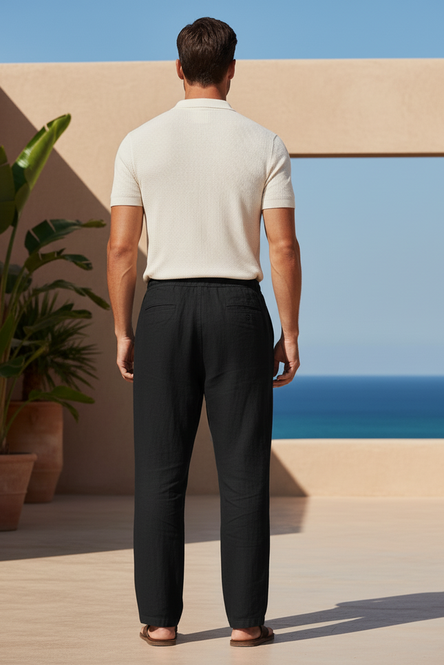 Pantalon En Lin De Qualité - Noir - vue 2