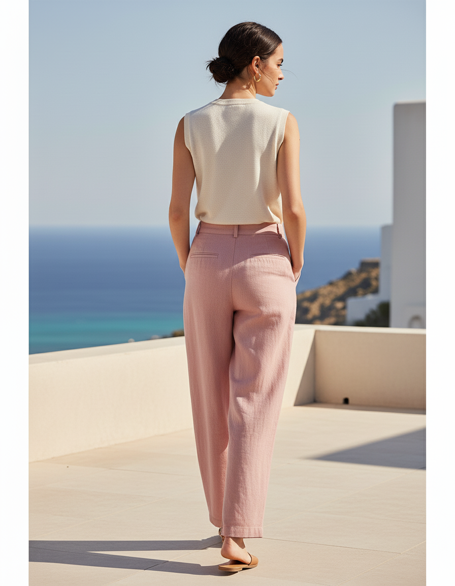 Pantalon Lin Rose Pale - vue 2
