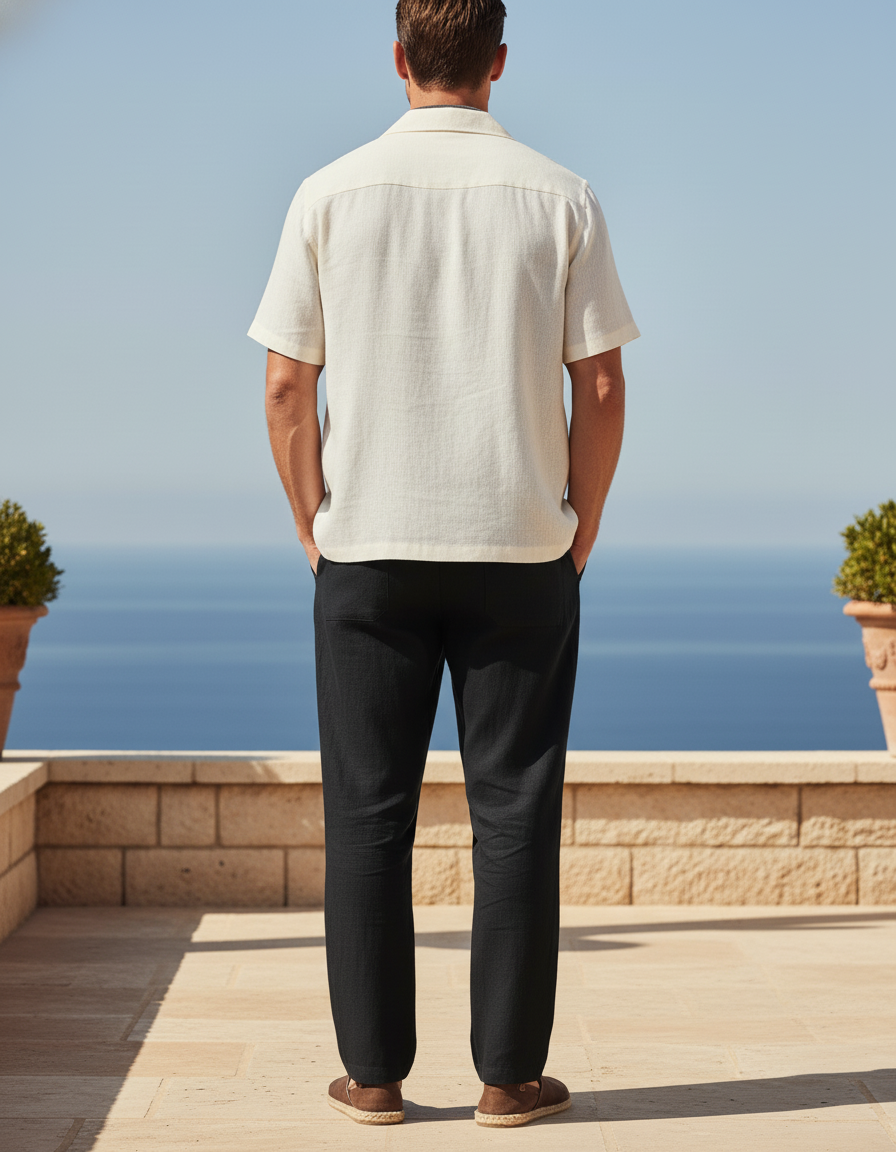 Chemise Et Pantalon Lin - Noir - vue 2